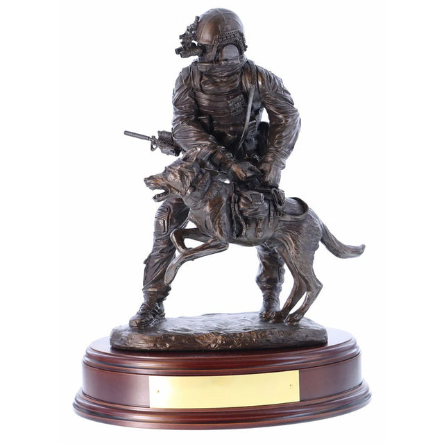 Ballantynes Special Forces Trooper with Attack Dog, Bronze Statue - Platatac