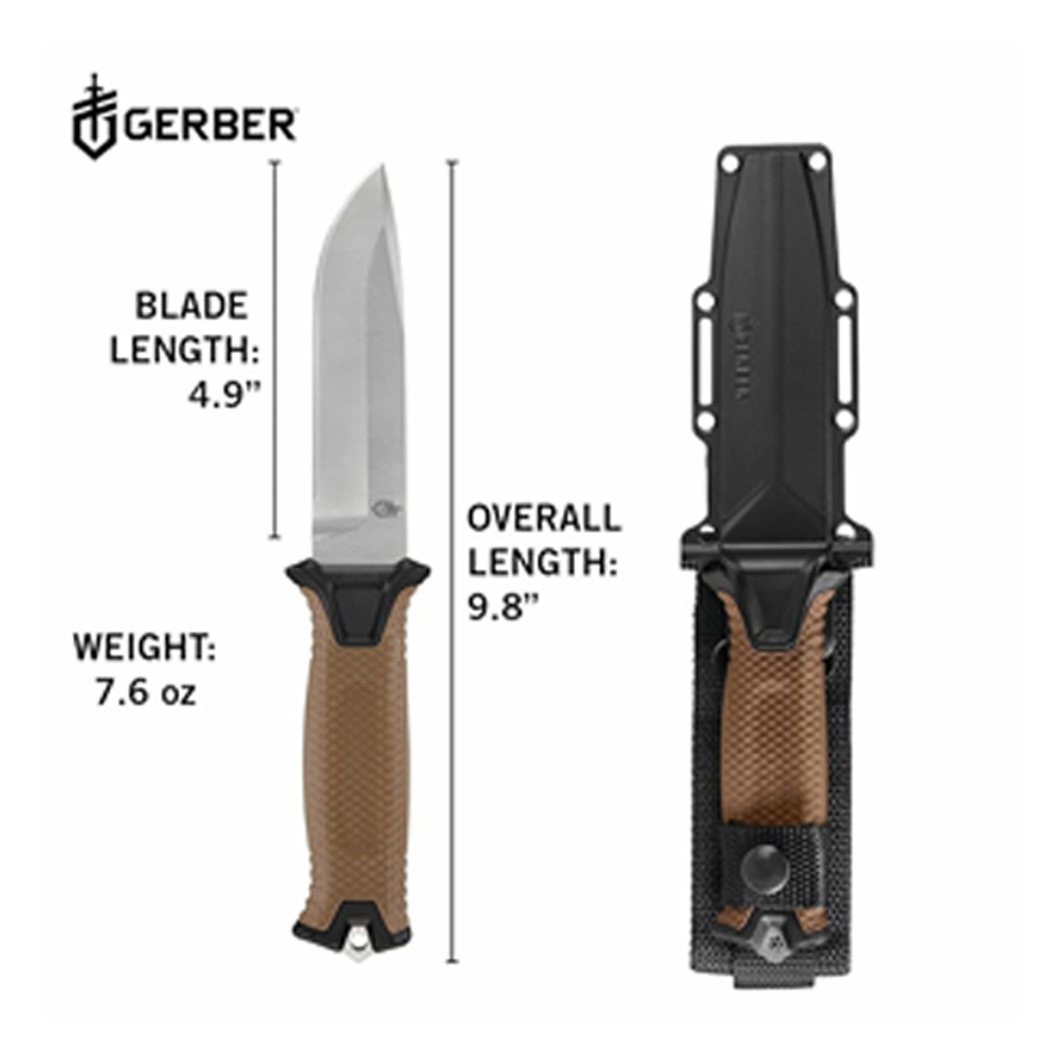 Gerber Strongarm Magnacut FE, Fixed Blade Knife + Sheath - Platatac