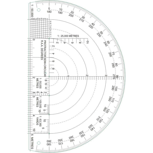 RAA 6" Protractor Semi Circle Mils (NSN'd) - Platatac