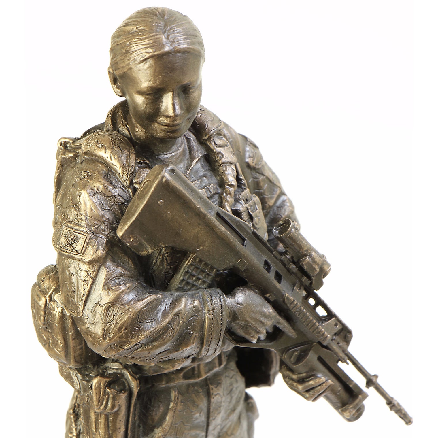 Naked Army Female Soldier – Cold - Cast Bronze Figurine - Platatac
