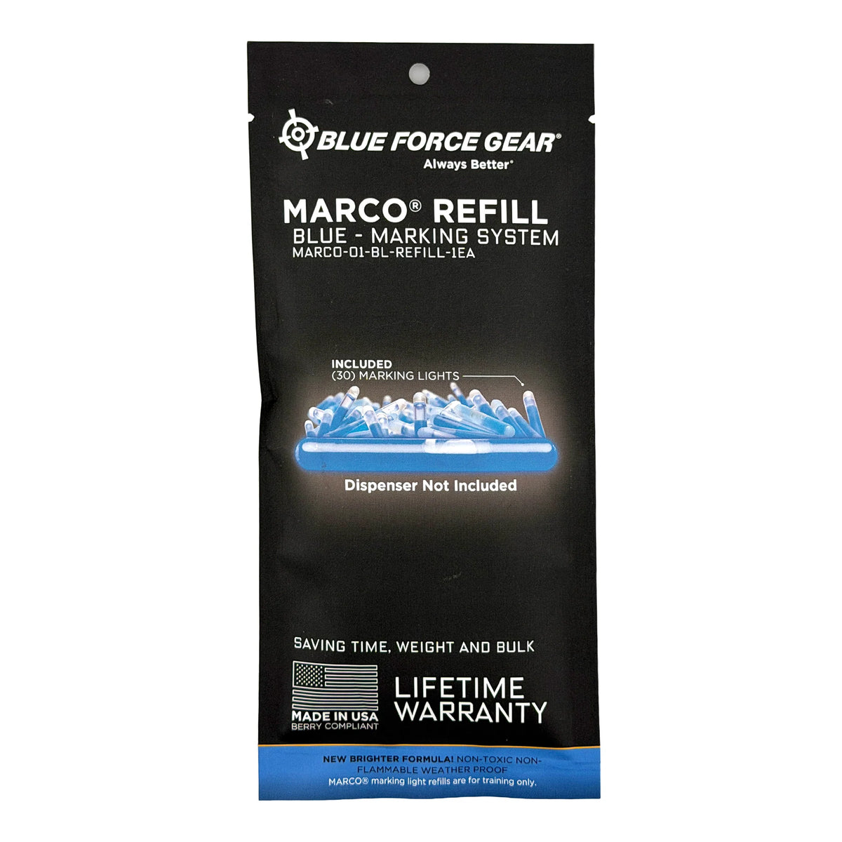 marco blue force gear Training Light Refill Pack 30 – Platatac Große Truhe, Holzkiste, Holztruhe, Level1_Cycling Color:Meteorit Schwarz Molded Thermoplastic Housing Blue