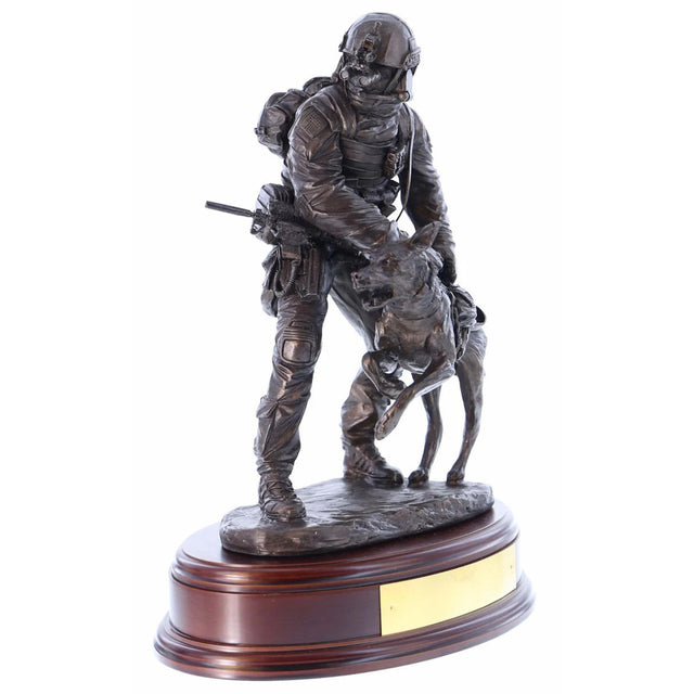 Ballantynes Special Forces Trooper with Attack Dog, Bronze Statue