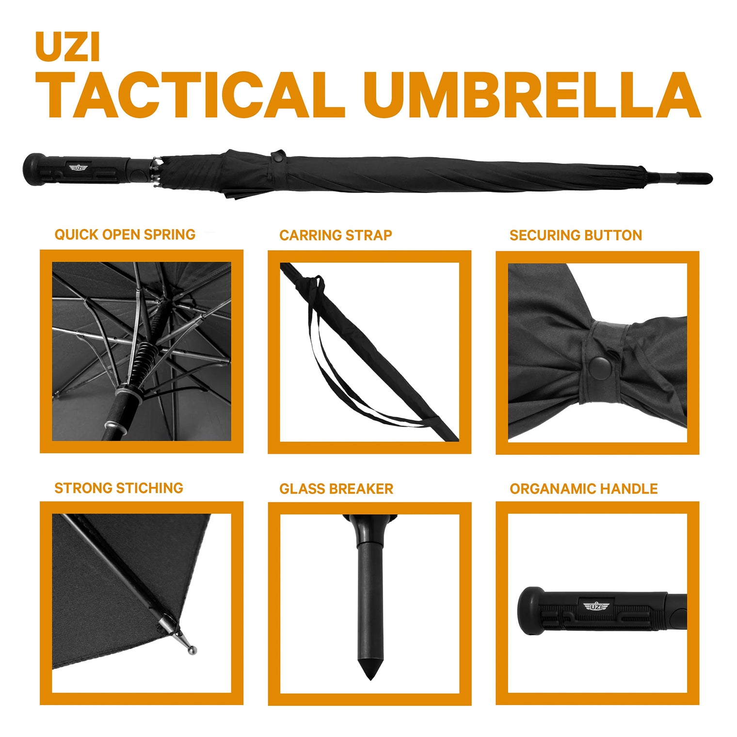 UZI Tactical Umbrella Black
