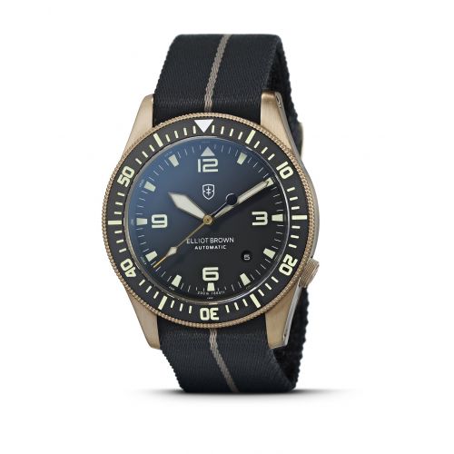 Elliot Brown Holton Automatic B12 – Black with Desert Brown Pinstripe Strap