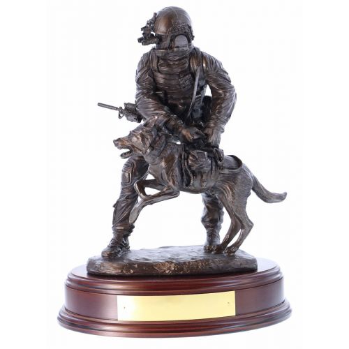 Ballantynes Special Forces Trooper with Attack Dog, Bronze Statue